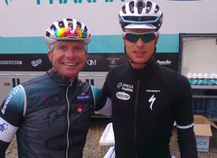 Met Gianni op de foto voor de training van De Amstel Goldrace 2013.