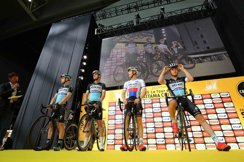 Saitama Criterium - Cycling: 3rd Tour de France Saitama Criterium 2015
Team Presentation/ Seibu Dome/ Team ETIXX - QUICK STEP (BEL)/ Julien VERMOTE (BEL)/ Maxime BOUET (FRA)/ Petr VAKOC (CZE)/ Yves LAMPAERT (BEL)/ 
Saitama-Saitama (60km)/ (c) Tim De Waele