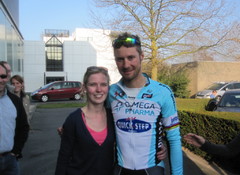 Picture from my girlfriend Sarah with Tom Boonen after victory Gent - Wevelgem