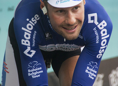 Tom Boonen tijdens de opwarming van de tijdrit in de Ronde van België
