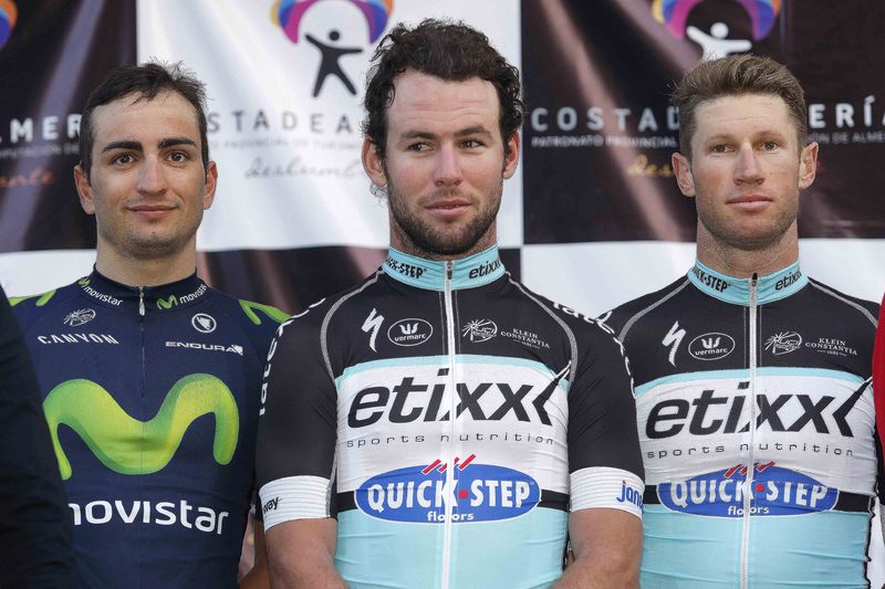 Clasica de Almeria - Cycling: 29th Clasica de Almeria 2015 
Podium / Juna Jose LOBATO (Esp)/ Mark CAVENDISH (Gbr)/ Mark RENSHAW (Aus)/ Celebration Joie Vreugde / 
Almeria - Almeria (183Km)/ 
/(c) Tim De Waele
