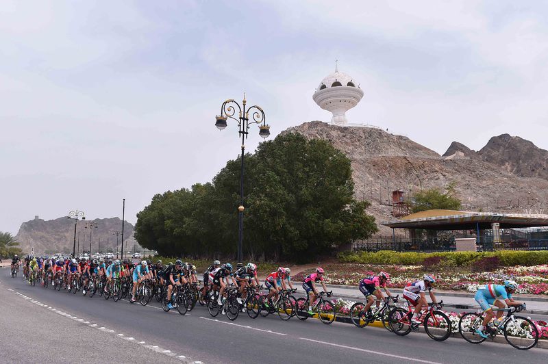 Tour of Oman - stage 6 - Cycling: 6th Tour of Oman 2015 / Stage 6    
Illustration Illustratie / Peleton Peloton / MUSCAT Corniche City Ville Stad / Landscape Paysage Landschap / 
Oman Air - Matrah Corniche (133,5Km)/ 
Tour Ronde / Etape Rit /(c) Tim De Waele
