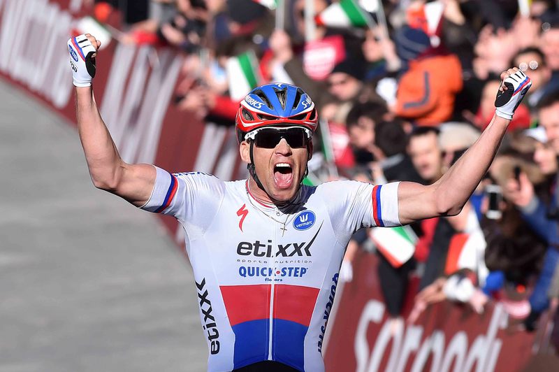 Strade Bianche - Cycling: 9th Strade Bianche 2015  
Arrival / Zdenek STYBAR (Cze) Celebration Joie Vreugde / Greg VAN AVERMAET (Bel)/ 
San Gimignano- Siena (200Km)
Eroica (c) Tim De Waele
