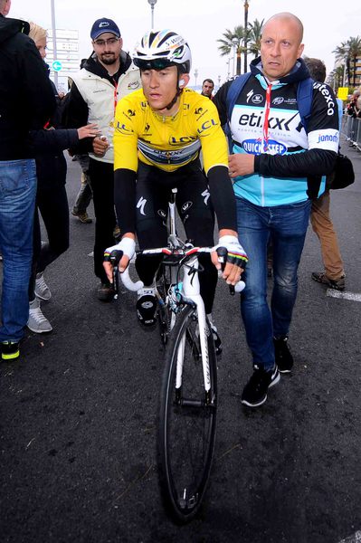 Paris-Nice - stage 6 - Cycling: 73th Paris - Nice 2015 / Stage 6/
KWIATKOWSKI Michal (Pol) Yellow Jersey / Soigneur Verzorger Kine/
Vence - Nice (184,5Km)/ 
PN Etape Rit Parijs /(c) Tim De Waele
