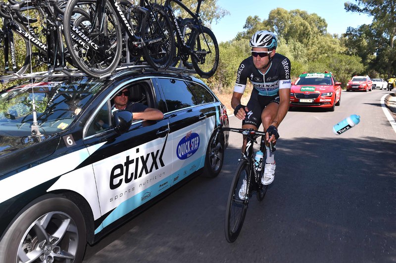 Vuelta a España - stage 4 - Cycling: 70th Tour of Spain 2015 / Stage 4
Team Etixx - Quick Step (Bel)/ Team Car/ Ravitaillement Bevoorrading/ Tacx Bottle Bidons Drinkbus/ 
Estepona - Vejer de la Frontera (209.6Km)/
Vuelta Tour d'Espagne Ronde van Spanje / Etape Rit /(c) Tim De Waele