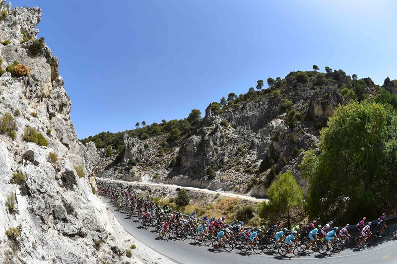 Vuelta a España - stage 7 - Cycling: 70th Tour of Spain 2015 / Stage 7
Illustration Illustratie/ Peloton Peleton/ Landscape Paysage/ Dam/  Mountains Montagnes Bergen/
Jodar-La Alpujarra (191.1Km)/ 
Rit Etappe / Vuelta Tour d'Espagne Ronde van Spanje /(c)Tim De Waele 
