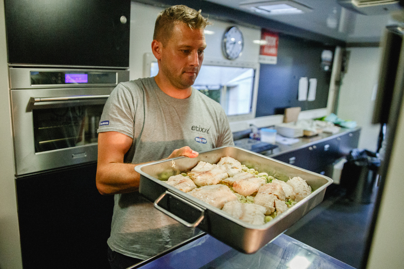 In the kitchen @ La Vuelta - Stage 6: Cordoba - Sierra de Cazorla, 200.3 KM Photo: Iri Greco / BrakeThrough Media