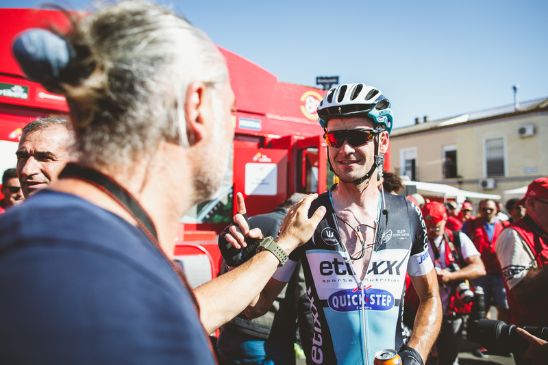Etixx - Quick-Step animating La Vuelta - Stage 5: Rota - Alcala de Guadaira 167.3 km Photo: Jim Fryer / BrakeThrough Media