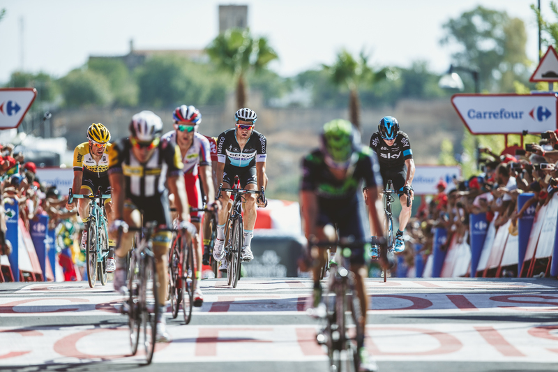 Etixx - Quick-Step animating La Vuelta - Stage 5: Rota - Alcala de Guadaira 167.3 km Photo: Jim Fryer / BrakeThrough Media
