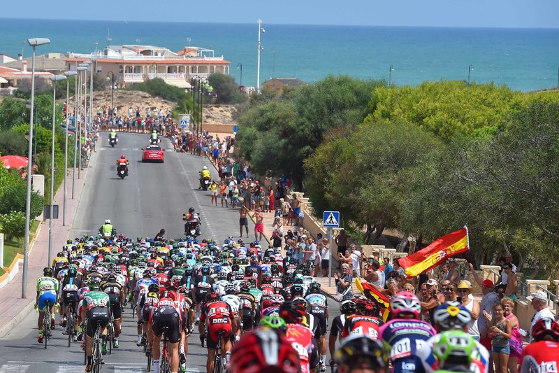 Vuelta a España - stage 9 - Cycling: 70th Tour of Spain 2015 / Stage 9
Illustration Illustratie/ Peloton Peleton/ Landscape Paysage/ Public Spectators/ Fans Supporter/ Spanish Flag/ Mediterranean Sea Mer/
Torrevieja - Cumbre del sol. Benitachell (168.3Km)
Rit Etappe / Vuelta Tour d'