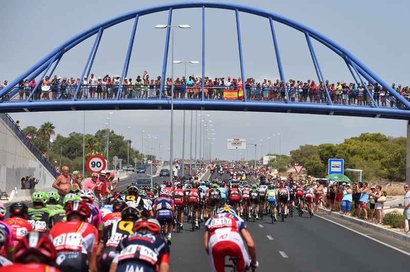 Vuelta a España - stage 9 - Cycling: 70th Tour of Spain 2015 / Stage 9
Illustration Illustratie/ Peloton Peleton/ Landscape Paysage/ Public Spectators/ Fans Supporter/ Bridge Pont/
Torrevieja - Cumbre del sol. Benitachell (168.3Km)
Rit Etappe / Vuelta Tour d'Espagne Ronde van Spanje