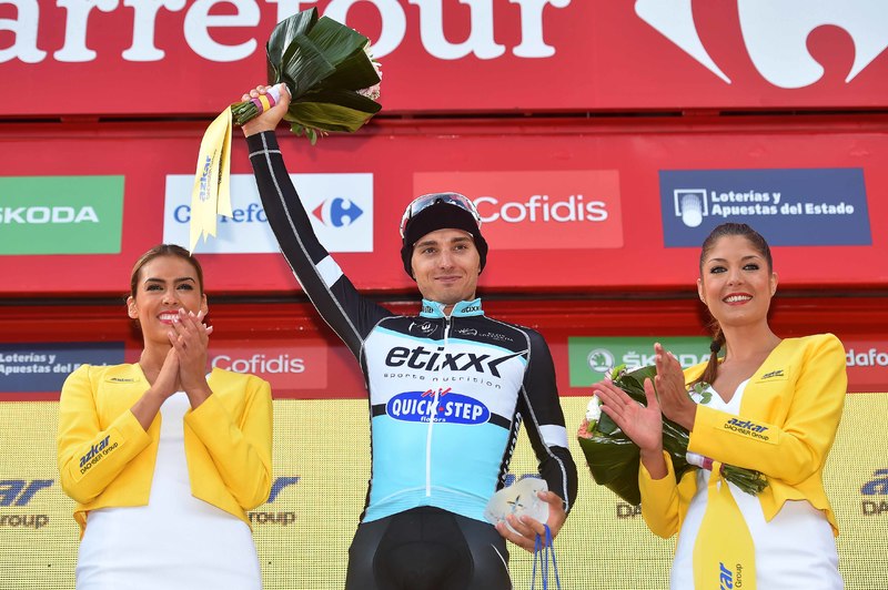 Vuelta a España - stage 11 - Cycling: 70th Tour of Spain 2015 / Stage 11 
Podium / BRAMBILLA Gianluca (ITA)/ Celebration Joie Vreugde / 
Andorra La Vella - Cortals d'Encamp 2095m (138km)/ 
Rit Etape / Vuelta Tour d'Espagne Ronde van Spanje /(c)Tim De Waele 