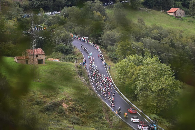 Vuelta a España - stage 15 - Cycling: 70th Tour of Spain 2015 / Stage 15
Illustration Illustratie/ Peloton Peleton/ Landscape Paysage/ Mountains Montagnes Bergen/ 
Comillas - Sostres. Cabrales 1.230m (175.8Km)/
Rit Etape / Vuelta Tour d'Espagne Ronde van Spanje /(c)Tim De Waele 