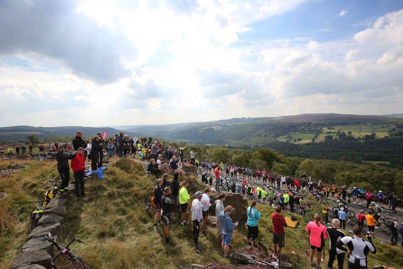 Tour of Britain - stage 6 - Cycling: 12th Tour of Britain 2015/ Stage 6
Illustration Illustratie / Peleton Peloton / Fans Supporters / Landscape Paysage/ Millstone 409m /
Stoke-on-Trent - Nottingham (192.7Km)/
Rit Etape / Tour of Britain / (c)Tim De Waele 