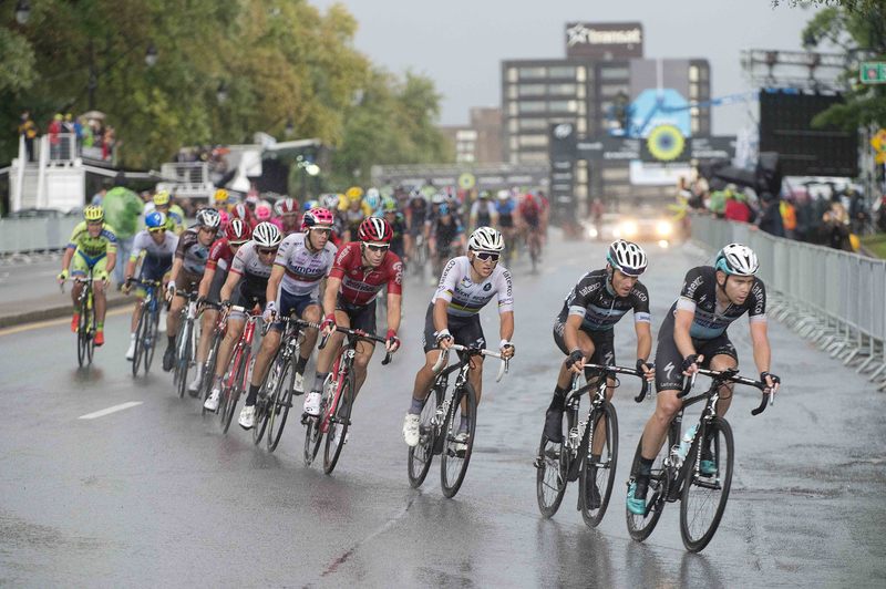 Grand Prix Cycliste de Montreal - Cycling: 6th Grand Prix Cycliste de Montreal 2015
KWIATKOWSKI  Michal (Pol) Champion Jersey/ 
Illustration Illustratie/ Peloton Peleton/ Landscape Paysage/ Montreal City Ville Stad / Rain Pluie Regen/ 
Montreal- Montreal (205.7Km)/
Grand Prix Montreal/ (c