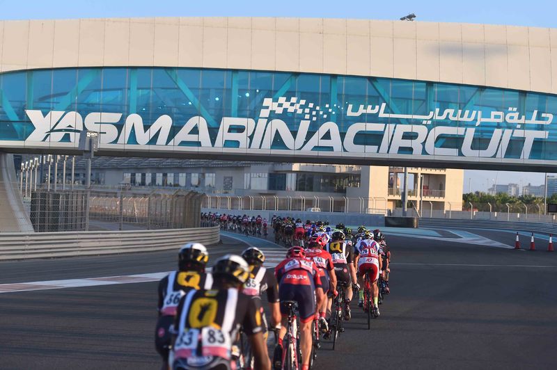 Abu Dhabi Tour - stage 4 - Cycling: 1th Abu Dhabi Tour 2015 / Stage 4
Illustration Illustratie / Peleton Peloton / Landscape Paysage Landschap / Yas Marina Circuit / 
Yas Marina Circuit - Yas Marina Circuit  (110Km)/ 
The Yas Stage Etape Rit / Ride To Abu Dhabi /©Tim De Waele