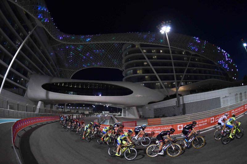 Abu Dhabi Tour - stage 4 - Cycling: 1th Abu Dhabi Tour 2015 / Stage 4
Illustration Illustratie / Peleton Peloton / Landscape Paysage Landschap / Yas Marina Circuit / 
Yas Marina Circuit - Yas Marina Circuit  (110Km)/ 
The Yas Stage Etape Rit / Ride To Abu Dhabi /©Tim De Waele
