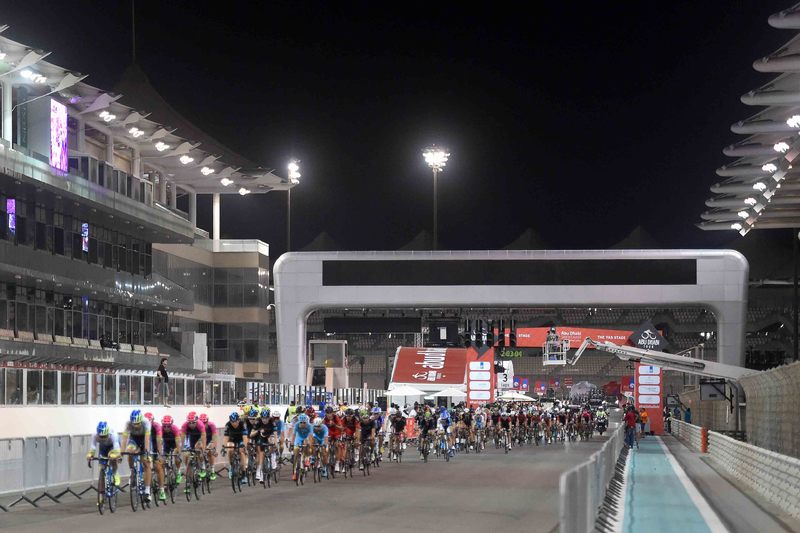 Abu Dhabi Tour - stage 4 - Cycling: 1th Abu Dhabi Tour 2015 / Stage 4
Illustration Illustratie / Peleton Peloton / Landscape Paysage Landschap / Yas Marina Circuit / 
Yas Marina Circuit - Yas Marina Circuit  (110Km)/ 
The Yas Stage Etape Rit / Ride To Abu Dhabi /©Tim De Waele