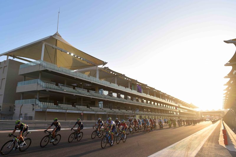 Abu Dhabi Tour - stage 4 - Cycling: 1th Abu Dhabi Tour 2015 / Stage 4
Illustration Illustratie / Peleton Peloton / Landscape Paysage Landschap / Yas Marina Circuit / 
Yas Marina Circuit - Yas Marina Circuit  (110Km)/ 
The Yas Stage Etape Rit / Ride To Abu Dhabi /©Tim De Waele