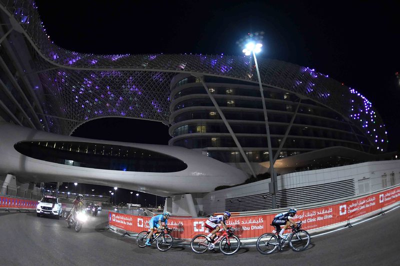 Abu Dhabi Tour - stage 4 - Cycling: 1th Abu Dhabi Tour 2015 / Stage 4
Illustration Illustratie/ Landscape Paysage Landschap / Yas Marina Circuit / VORGANOV Eduard (RUS)/ BRAMBILLA Gianluca (ITA)/ LUTSENKO Alexey (KAZ)/ 
Yas Marina Circuit - Yas Marina Circuit  (110Km)/ 
The Yas Sta