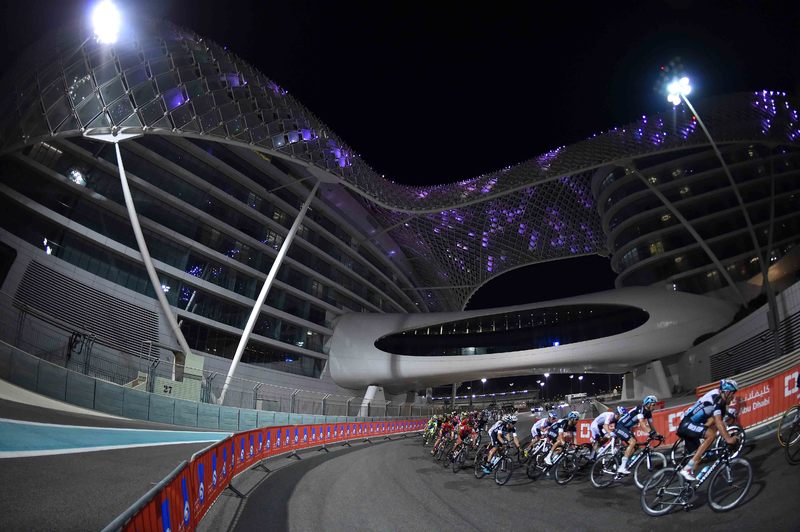 Abu Dhabi Tour - stage 4 - Cycling: 1th Abu Dhabi Tour 2015 / Stage 4
Illustration Illustratie / Peleton Peloton / Landscape Paysage Landschap / Yas Marina Circuit / 
Yas Marina Circuit - Yas Marina Circuit  (110Km)/ 
The Yas Stage Etape Rit / Ride To Abu Dhabi /©Tim De Waele