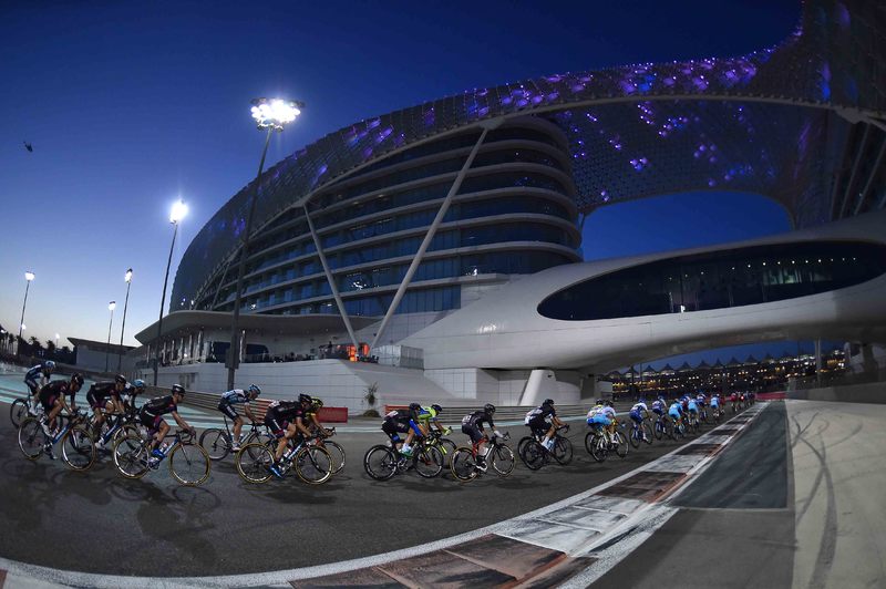 Abu Dhabi Tour - stage 4 - Cycling: 1th Abu Dhabi Tour 2015 / Stage 4
Illustration Illustratie / Peleton Peloton / Landscape Paysage Landschap / Yas Marina Circuit / 
Yas Marina Circuit - Yas Marina Circuit  (110Km)/ 
The Yas Stage Etape Rit / Ride To Abu Dhabi /©Tim De Waele