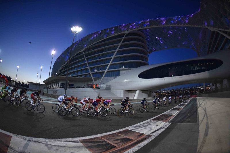 Abu Dhabi Tour - stage 4 - Cycling: 1th Abu Dhabi Tour 2015 / Stage 4
Illustration Illustratie / Peleton Peloton / Landscape Paysage Landschap / Yas Marina Circuit / 
Yas Marina Circuit - Yas Marina Circuit  (110Km)/ 
The Yas Stage Etape Rit / Ride To Abu Dhabi /©Tim De Waele