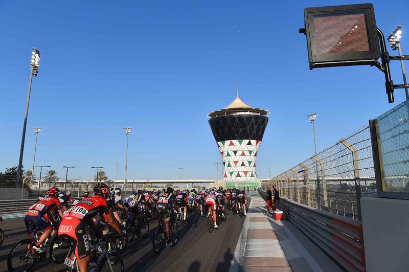 Abu Dhabi Tour - stage 4 - Cycling: 1th Abu Dhabi Tour 2015 / Stage 4
Illustration Illustratie / Peleton Peloton / Landscape Paysage Landschap / Yas Marina Circuit / 
Yas Marina Circuit - Yas Marina Circuit  (110Km)/ 
The Yas Stage Etape Rit / Ride To Abu Dhabi /©Tim De Waele