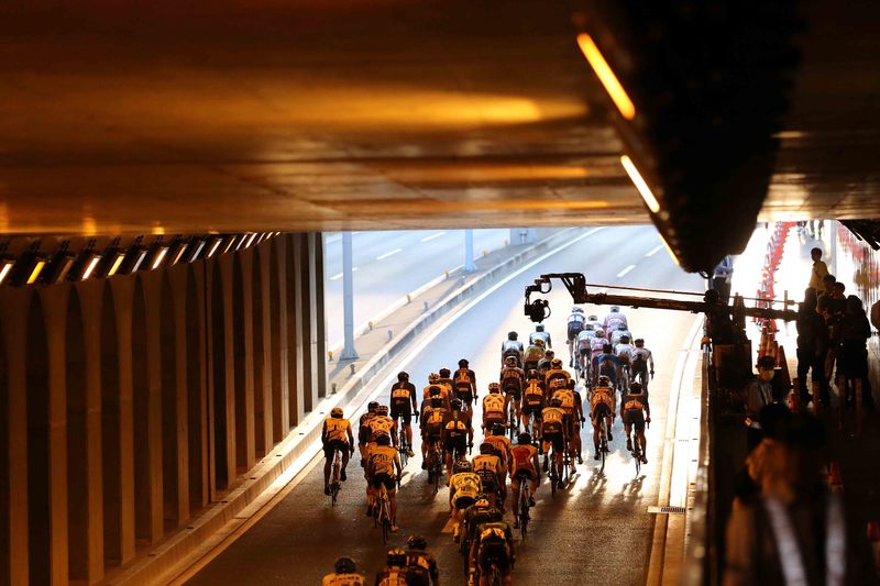 Saitama Criterium - Cycling: 3rd Tour de France Saitama Criterium 2015
Illustration Illustratie / Saitama City ville Stad / Peleton Peloton / Landscape Paysage Landschap / Fans Supporters / Public Publiek Spectators / Bridge Pont Brug / 
Saitama-Saitama (60km)/ (c) Tim De Wa