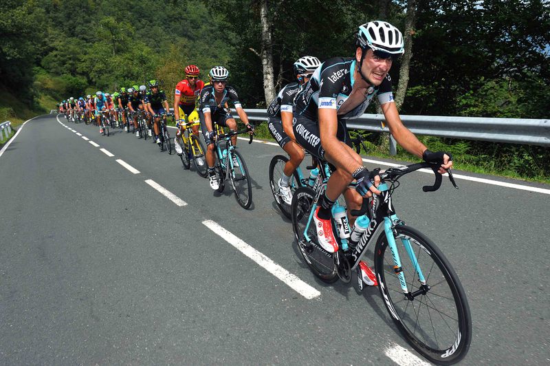 La Vuelta a España - stage 14 - Cycling: 69th Tour of Spain 2014 / Stage 14 
SERRY Pieter (BEL)/ URAN Rigoberto (COL)/ CONTADOR Alberto (ESP) Red Leader Jersey / 
Santander - La Camperona Valle de Sabero 1600m (200,8Km)/ 
Vuelta Tour d'Espagne Ronde van Spanje / Etape Rit /(c) Tim De Wa